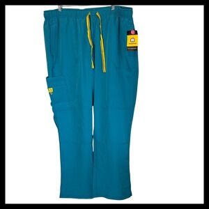 NWT WonderWink Four-Stretch Scrub Pants Womens 3XL Teal Blue True-Plus Fit